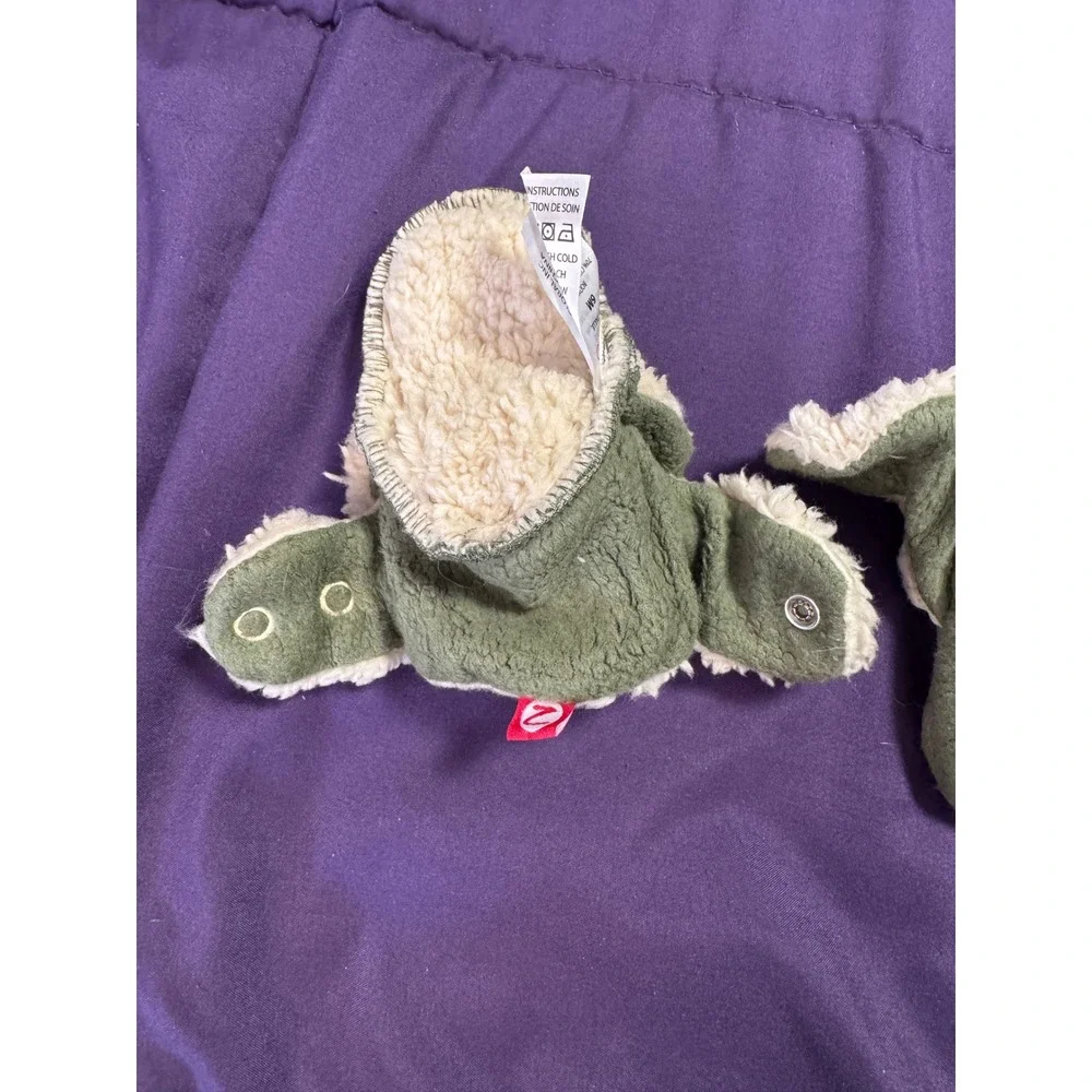 Zutano Cozie Baby Fleece Booties Sage Green Cream Snap Stay-On 6M